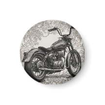 Moto Antiga com Moldura Floral – Biker Retrô