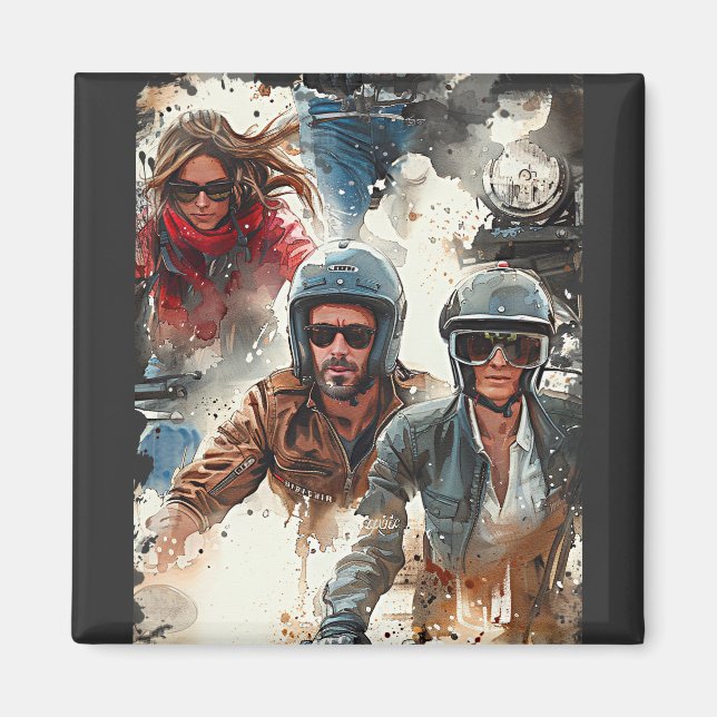 Íman MotoBikers de desenho de aquarela (Frente)