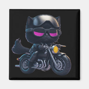 Íman Motocicleta de condução de gatos pretos