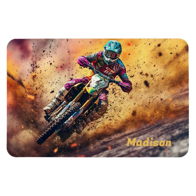 Íman Motocross de nome personalizado (Horizontal)