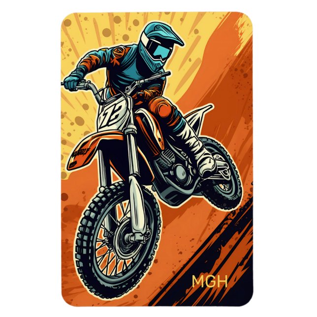 Íman Motocross Monograma Personalizado (Vertical)