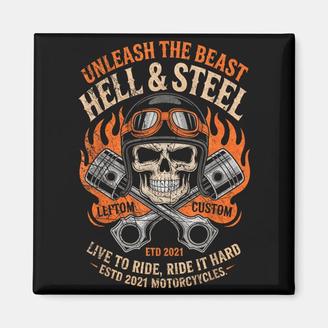 Íman Motorcycle Skull And Ston Crossbones For Men Biker (Frente)