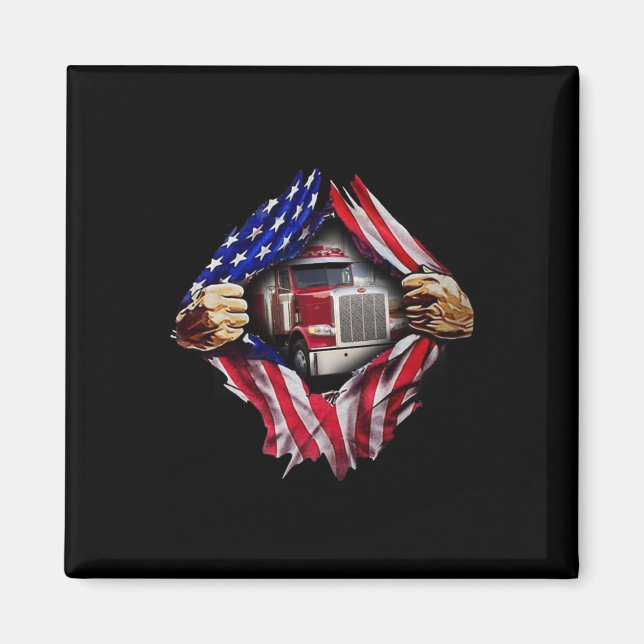 Íman Motorista de caminhoneiro americano Flag Truck (Frente)