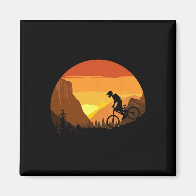 Íman Mountain Biking Retro Sunset Trail Rider  (Frente)