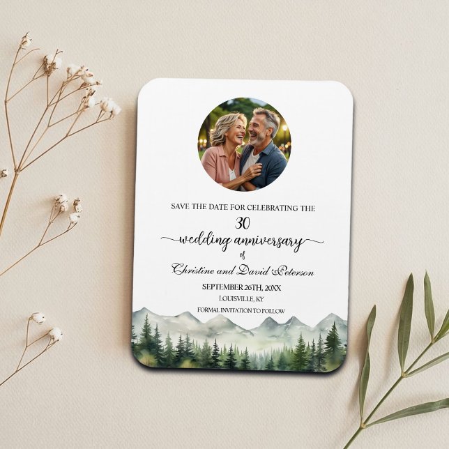 Íman Mountain Pine 30 Wedding Anniversary Save the Date (Criador carregado)
