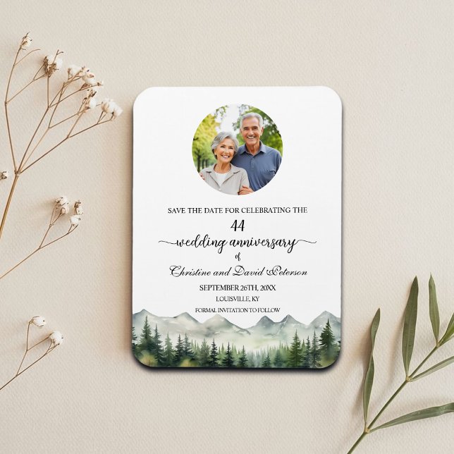 Íman Mountain Pine 44 Wedding Anniversary Save the Date (Criador carregado)