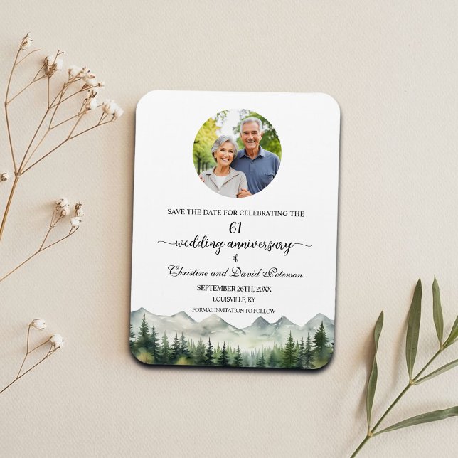 Íman Mountain Pine 61 Wedding Anniversary Save the Date (Criador carregado)