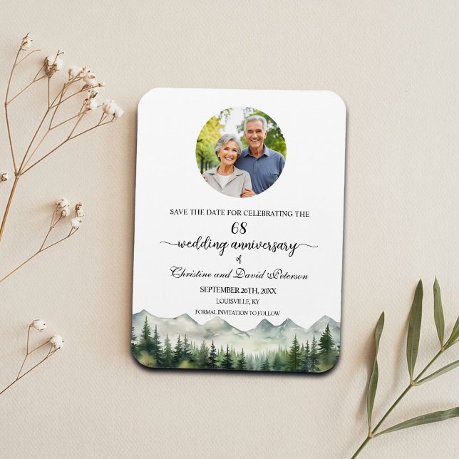 Íman Mountain Pine 68 Wedding Anniversary Save the Date (Criador carregado)