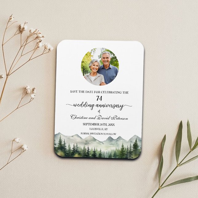 Íman Mountain Pine 74 Wedding Anniversary Save the Date (Criador carregado)