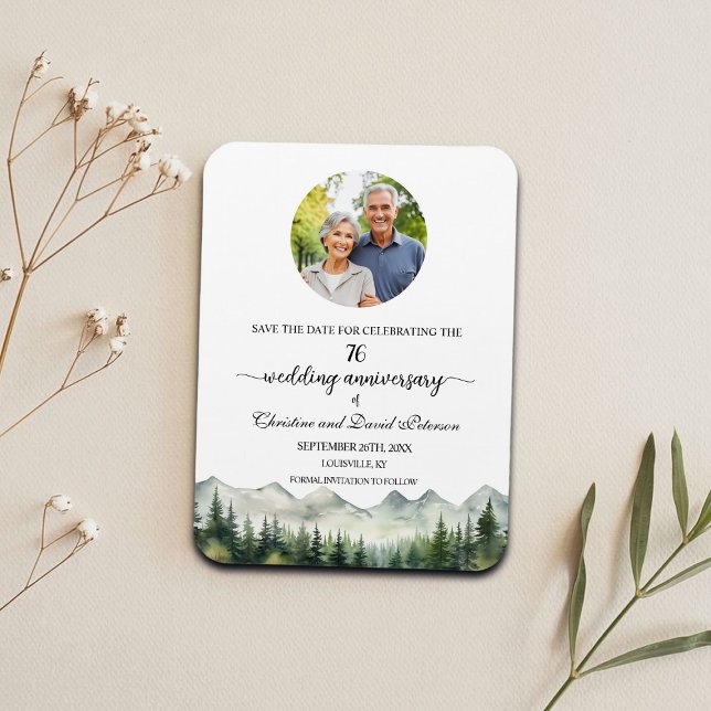 Íman Mountain Pine 76 Wedding Anniversary Save the Date (Criador carregado)