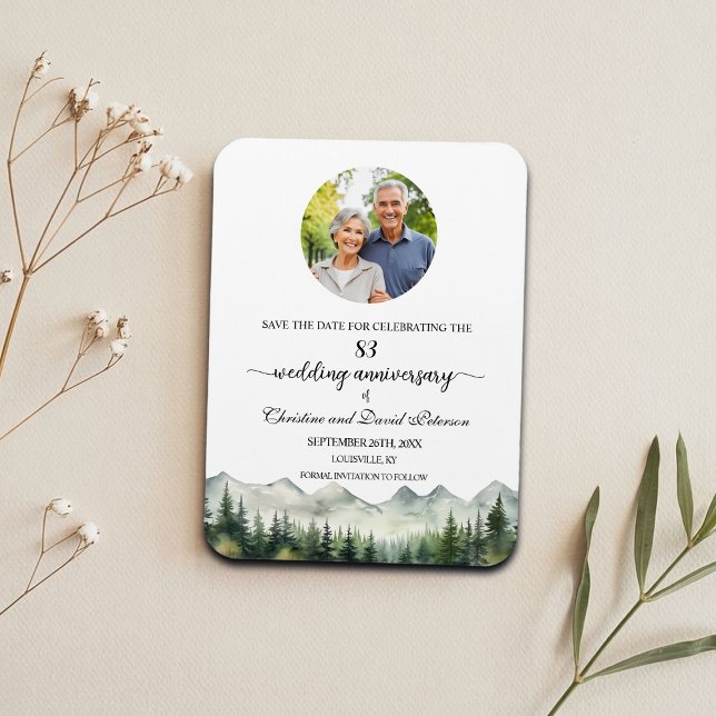 Íman Mountain Pine 83 Wedding Anniversary Save the Date (Criador carregado)