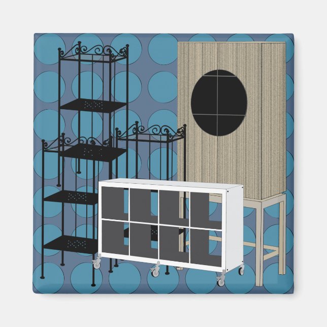 Íman Móveis Ikea Prateleiras Azuis (Frente)