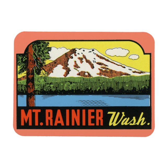 Íman Mt. Rainer Washington Viagens vintage Magnet (Horizontal)