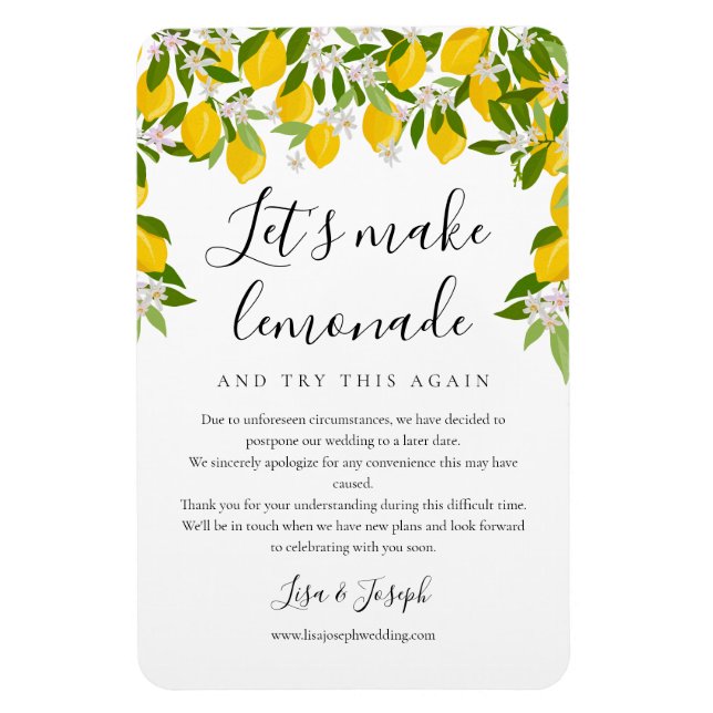 Íman Mudar a Data do Casamento Adiado Verduras Limões (Vertical)