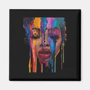 Íman Mulher Africana Legal Afro Colorido Rosto Pintado 