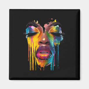 Íman Mulher Africana Legal Afro Cor Rosto Pintado Junet