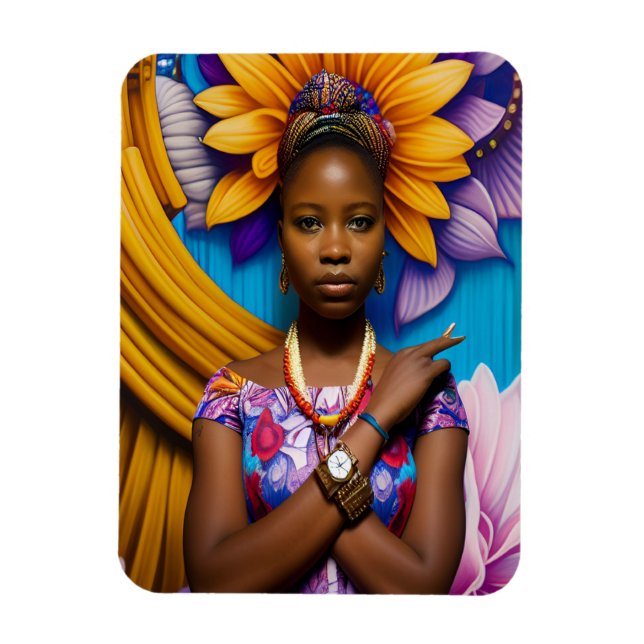 Íman Mulher africana linda com um relógio (Vertical)