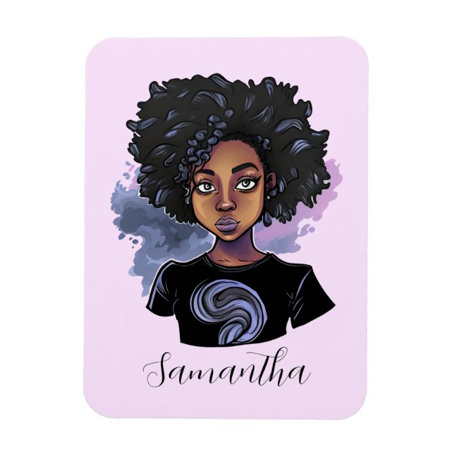 Íman Mulher Afro-Americana Personalizada (Vertical)