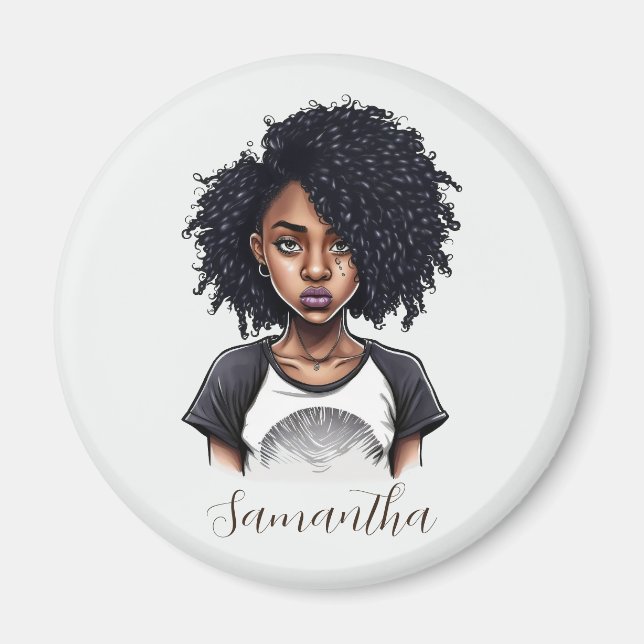 Íman Mulher Afro Chic e Classy (Frente)