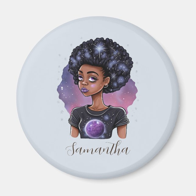 Íman Mulher Afro Elegante Estimulante (Frente)