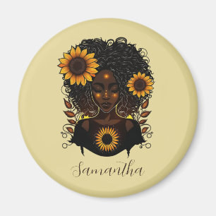 Íman Mulher Afro Rainha Sunflower