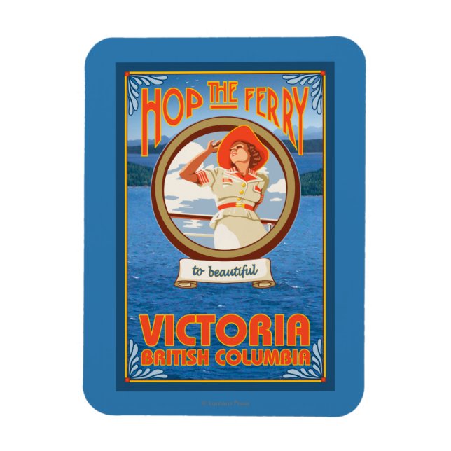 Íman Mulher Andando Ferry - Victoria, BC Canadá (Vertical)