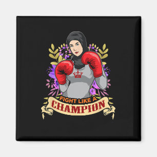 Íman Mulher Árabe Empoderada com Hijab Boxe Kickboxing