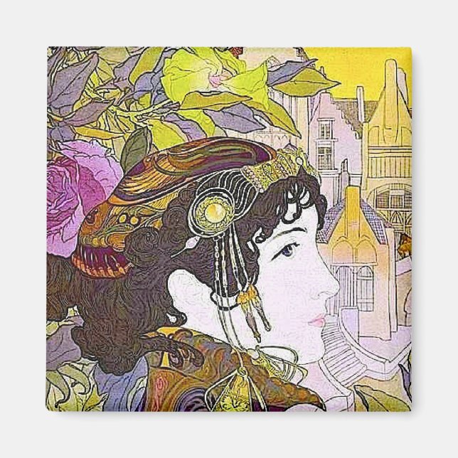 Íman Mulher Art Nouveau (Frente)