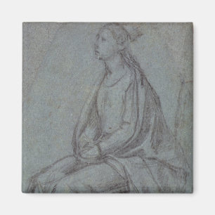 Íman Mulher assentada, c.1514 (giz preto & branco em