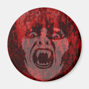 Íman Mulher assustada do vampiro no ímã redondo de sang