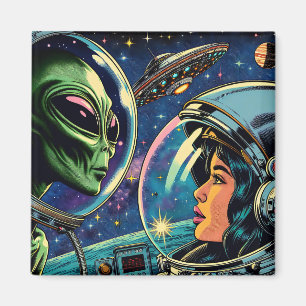 Íman Mulher Astronauta Encontra Alienígena Extraterrest