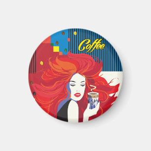 Íman "Mulher bonita da forma com pop art do copo de