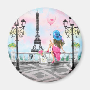 Íman Mulher bonito Em Partidas Eiffel Torre Magnet