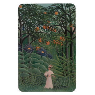 Íman Mulher Caminhando em uma Floresta Exótica, Henri R