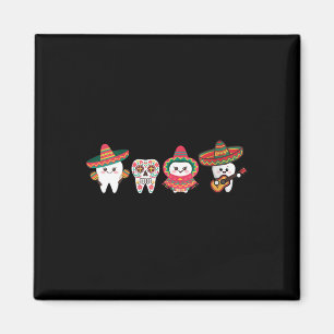 Íman Mulher Cinco de Mayo - Crânio de Açúcar dos Dentes