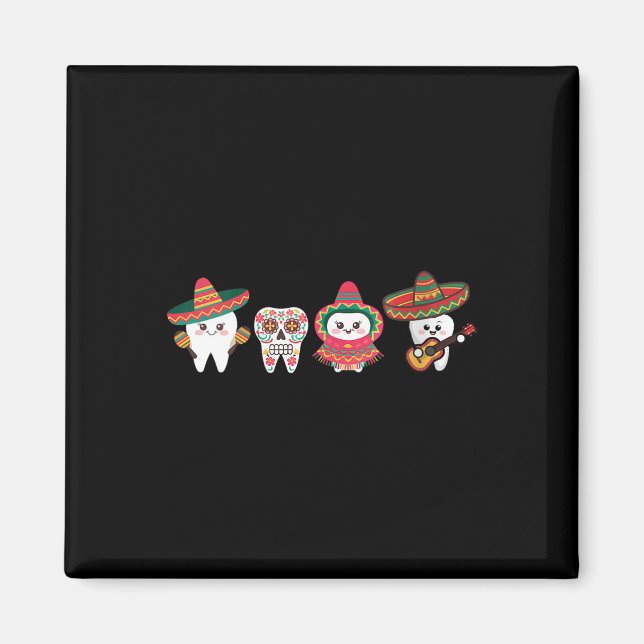 Íman Mulher Cinco de Mayo - Crânio de Açúcar dos Dentes (Frente)