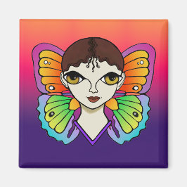Íman Mulher com borboletas brilhantes e coloridas