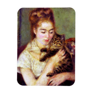 Íman Mulher com Cat, Auguste Renoir