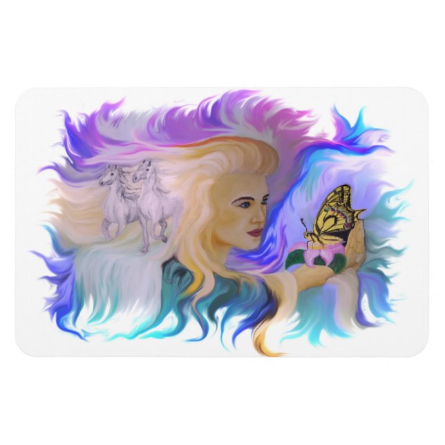 Íman Mulher com Cavalo e Borboleta (Horizontal)