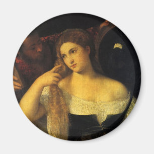 Íman Mulher com espelho de Titian, Renascença Vintage