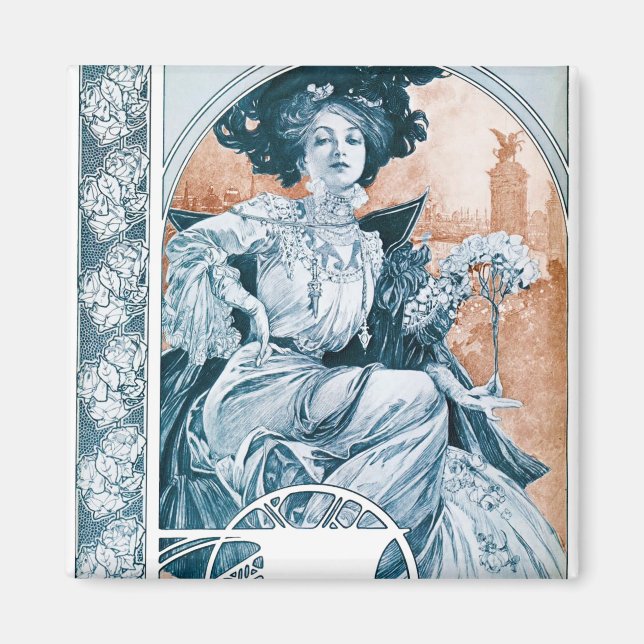 Íman Mulher com Rosa, Mucha (Frente)