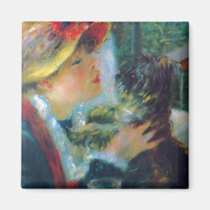 Íman Mulher com suas belas artes de Renoir do cão
