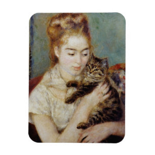 Íman Mulher com um gato por Pierre-Auguste Renoir
