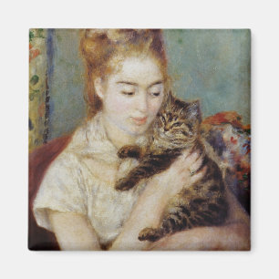 Íman Mulher com um gato por Pierre-Auguste Renoir