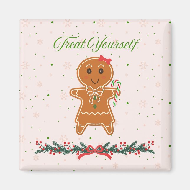 Íman Mulher de Biscoito de Gengibre de Natal (Frente)