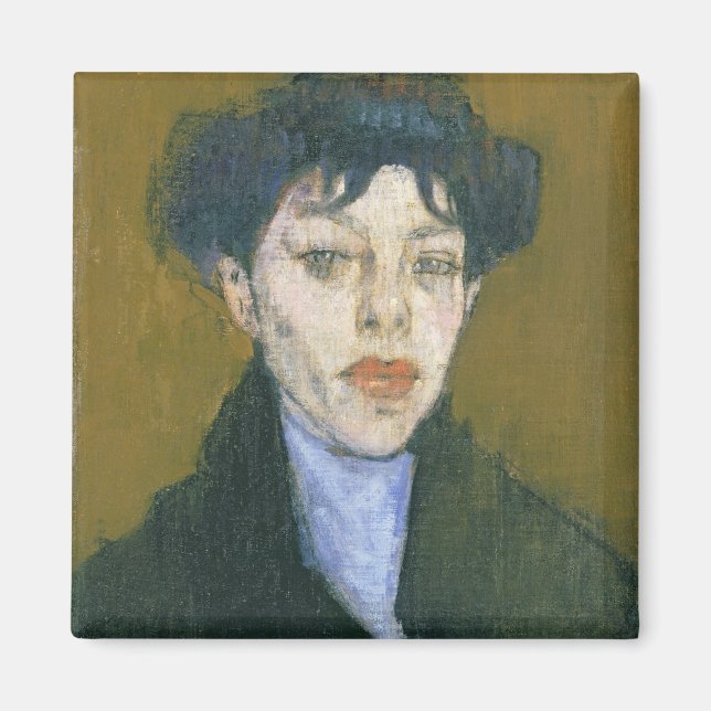 Íman Mulher de Blue Scarf, c.1912 (óleo na canvas) (Frente)