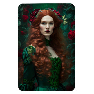Íman Mulher De Cabelos Vermelhos No Vestido Verde Emera