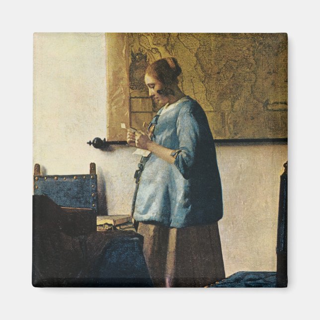 Íman Mulher de Vermeer a azul lendo uma letra ca.1665 (Frente)