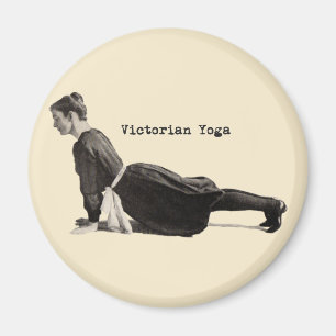 Íman Mulher de Yoga Vintage Fazendo a Pose de Cão Virad