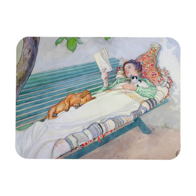 Íman Mulher deitada em um banco, 1913 (c/c no papel) (Horizontal)